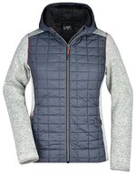 James&Nicholson Hybridjacke mit Karo-Look für Damen, Grey Melange/Anthracite Melange S, JN771 – Chiaro Melange/Antracite Melange
