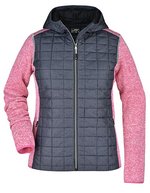 James&Nicholson Hybridjacke mit Karo-Look für Damen, Grey Melange/Anthracite Melange S, JN771 – Rosa Melange/Antracite Melange