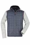 James&Nicholson Hybrid Jacket with Melange Look for Men, Grey Melange/Anthracite Melange S, JN772 – image 3