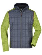 James&Nicholson Hybridjacke mit Melange-Optik für Herren, Grey Melange/Anthracite Melange S, JN772 – Kiwi Melange/Anthracite Melange
