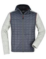 James&Nicholson Hybridjacke mit Melange-Optik für Herren, Grey Melange/Anthracite Melange S, JN772 – Light Melange/Anthracite Melange