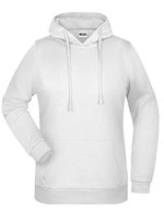 James&Nicholson Doppellagiger Kapuzen-Hoodie mit Kängurutasche, Black XS, JN795 – Blanc