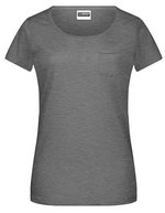 James&Nicholson T-Shirt mit Brusttasche aus Bio-Baumwolle für Damen – Black Heather