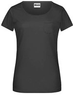 James&Nicholson T-Shirt mit Brusttasche aus Bio-Baumwolle für Damen – Black