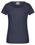 James&Nicholson T-Shirt mit Brusttasche aus Bio-Baumwolle für Damen, Black S, JN8003 – Navy