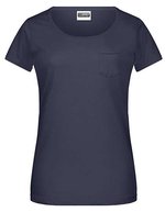 James&Nicholson T-Shirt mit Brusttasche aus Bio-Baumwolle für Damen – Navy