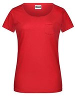 James&Nicholson T-Shirt mit Brusttasche aus Bio-Baumwolle für Damen – Red