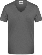 James&Nicholson T-Shirt mit Brusttasche für Herren, Black S, JN8004 – Nero Melange