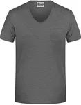 James&Nicholson T-Shirt mit Brusttasche für Herren, Black Heather XL, JN8004 – Bild 2