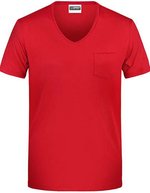 James&Nicholson T-Shirt mit Brusttasche für Herren, Black S, JN8004 – Rosso
