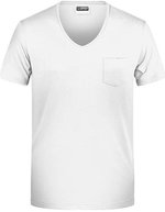 James&Nicholson T-Shirt mit Brusttasche für Herren, Black S, JN8004 – Bianco