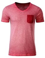 James&Nicholson T-Shirt Vintage-Look mit Brusttasche für Herren, Chili S, JN8016 – Bild 1