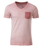 James&Nicholson T-Shirt Vintage-Look mit Brusttasche für Herren, Chili S, JN8016 – Bild 3