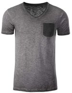 James&Nicholson T-Shirt Vintage-Look mit Brusttasche für Herren, Chili S, JN8016 – Graphite (Solid)