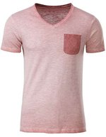 James&Nicholson T-Shirt Vintage-Look mit Brusttasche für Herren, Chili S, JN8016 – Soft Pink