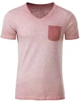 James&Nicholson T-Shirt Vintage-Look mit Brusttasche für Herren, Soft Pink M, JN8016 – Bild 2