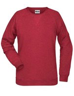 James&Nicholson Sweatshirt aus Bio-Baumwolle für Damen, Black Heather L, JN8021 – Carmine Red Melange
