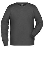 James&Nicholson Bio-Baumwoll-Sweatshirt mit Raglanärmeln, Black S, JN8022 – Black Heather