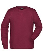 James&Nicholson Bio-Baumwoll-Sweatshirt mit Raglanärmeln, Black S, JN8022 – Burgundy Melange