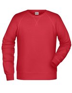 James&Nicholson Bio-Baumwoll-Sweatshirt mit Raglanärmeln, Black S, JN8022 – Red