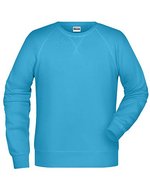 James&Nicholson Bio-Baumwoll-Sweatshirt mit Raglanärmeln, Black S, JN8022 – Turquoise