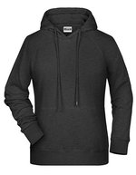 James&Nicholson Hoodie aus Bio-Baumwolle für Damen, Black XS, JN8023 – Black Heather