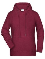 James&Nicholson Hoodie aus Bio-Baumwolle für Damen, Black XS, JN8023 – Burgundy Melange