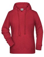 James&Nicholson Hoodie aus Bio-Baumwolle für Damen, Black XS, JN8023 – Carmine Red Melange