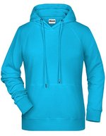 James&Nicholson Hoodie aus Bio-Baumwolle für Damen, Black XS, JN8023 – Turquoise