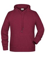 James&Nicholson Kapuzensweat mit Raglanärmeln für Herren, Black S, JN8024 – Borgogna Melange