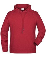 James&Nicholson Kapuzensweat mit Raglanärmeln für Herren, Black S, JN8024 – Carmine Red Melange