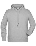 James&Nicholson Kapuzensweat mit Raglanärmeln für Herren, Black S, JN8024 – Grigio Melange