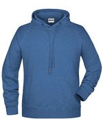 James&Nicholson Kapuzensweat mit Raglanärmeln für Herren, Black S, JN8024 – Chiaro Jeans Melange