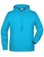 James&Nicholson Kapuzensweat mit Raglanärmeln für Herren, Black S, JN8024 – Turchese