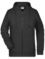 James&Nicholson Zip-Hoodie aus Bio-Baumwolle für Damen, Black XS, JN8025 – Nero Melange