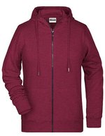 James&Nicholson Zip-Hoodie aus Bio-Baumwolle für Damen, Black XS, JN8025 – Borgogna Melange