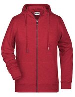 James&Nicholson Zip-Hoodie aus Bio-Baumwolle für Damen, Black XS, JN8025 – Carmine Red Melange