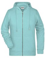 James&Nicholson Zip-Hoodie aus Bio-Baumwolle für Damen, Black XS, JN8025 – Glacier Melange