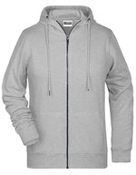 James&Nicholson Zip-Hoodie aus Bio-Baumwolle für Damen, Black XS, JN8025 – Grigio Melange