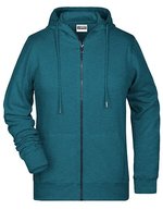 James&Nicholson Zip-Hoodie aus Bio-Baumwolle für Damen, Black XS, JN8025 – Petrolio Melange
