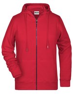 James&Nicholson Zip-Hoodie aus Bio-Baumwolle für Damen, Black XS, JN8025 – Rosso