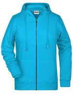 James&Nicholson Zip-Hoodie aus Bio-Baumwolle für Damen, Black XS, JN8025 – Turchese