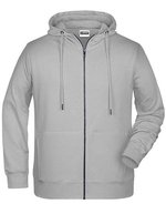 James&Nicholson Zip-Hoody mit Kängurutasche für Herren, Black S, JN8026 – Ash (Heather)
