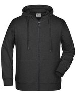 James&Nicholson Zip-Hoody mit Kängurutasche für Herren, Black S, JN8026 – Black Heather