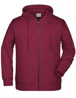James&Nicholson Zip-Hoody mit Kängurutasche für Herren, Black S, JN8026 – Burgundy Melange