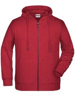 James&Nicholson Zip-Hoody mit Kängurutasche für Herren, Black S, JN8026 – Carmine Red Melange