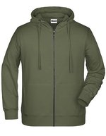 James&Nicholson Zip-Hoody mit Kängurutasche für Herren, Black S, JN8026 – Olive