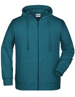 James&Nicholson Zip-Hoody mit Kängurutasche für Herren, Black S, JN8026 – Petrol Melange