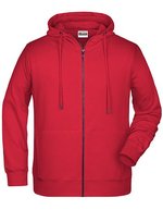 James&Nicholson Zip-Hoody mit Kängurutasche für Herren, Black S, JN8026 – Red