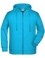 James&Nicholson Zip-Hoody mit Kängurutasche für Herren, Black S, JN8026 – Turquoise